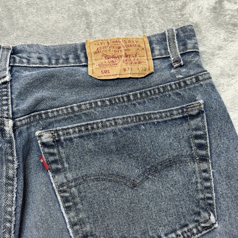 VTG 90s Levi's 501 Jeans Mens 36x30 Made in USA Button Fly Distressed Baggy - Picture 2 of 16